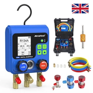 Digital Refrigerant Pressure Gauge Manifold Gauge Hose Set Vacuum Temp. Tester - Picture 1 of 18