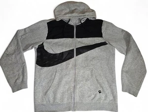 XL Nike Sportswear Hybrid Full Zip Hoodie Black Dark Grey Mens Small  - Picture 1 of 6