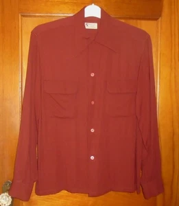 RARE VINTAGE 1940s 50s FLAP POCKET LOOP COLLAR SHIRT VAN HEUSEN VANGAB Sz M - Picture 1 of 14
