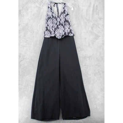 Mono vintage JR Nights para mujer 8 piernas anchas metálico floral corsé top noche Foto 1 de 4