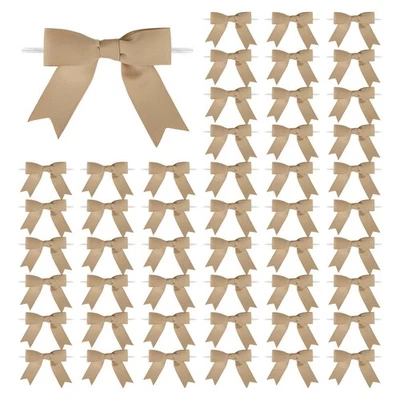 50 шт. 3-дюймовых бантиков для галстука из латте корсажной ленты, предварительно завязанные, пакеты для лакомств - Изображение 1 из 4