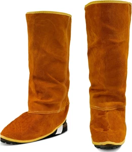 Leather Welding Spats Extra Long - Heat and Abrasion Resistant Welding Boot Cove - Picture 1 of 12