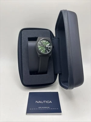 Nautica NAPPBS305 Pacific Beach Men’s Watch Green Dial Black Strap 100M WR - Image 1 of 4
