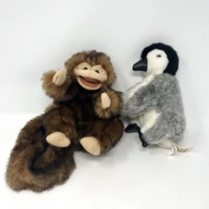 Folkmanis Monkey 10” & Small Penguin 9” Plush Bundle Of 2 Puppets - Bild 1 von 6