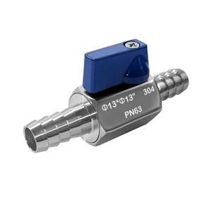 1/2" Schlauch Widerhaken Kugelhahn 304 Edelstahl Mini Absperrhahn - Bild 1 von 3