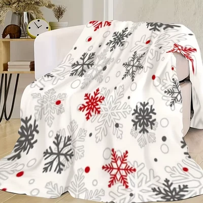 Ultra-Soft Flannel Christmas Blanket – Snowflake Plush Throw for All Seasons - Image 1 of 4