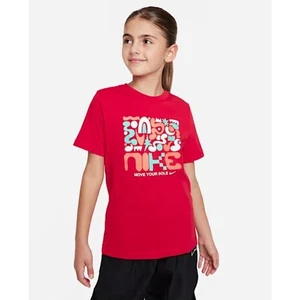 Nike Girls Move Your Soul Short Sleeve Crew Neck Graphic Cotton Tee Red XL $28 - Picture 1 of 5