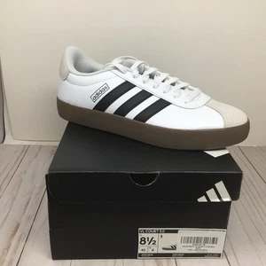 adidas Men's VL Court 3.0 Leather Sneakers White Black Grey Size 8.5 New - Picture 1 of 8