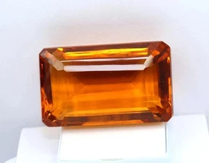 120 Ct+ Natural Emerald Cut Deep Orange Topaz GIE Certified  Loose Gemstone - Picture 1 of 7
