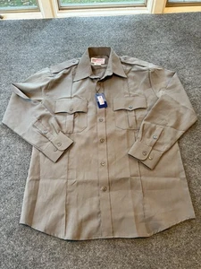 National Patrol Shirt Mens 16-16.5 33/35 Khaki Uniform Button Front Long Sleeve - Picture 1 of 7