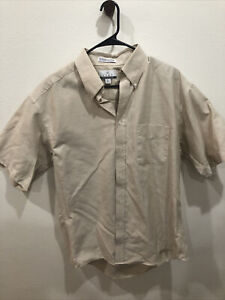 Enro Men's Tan Short Sleeve Oxford Dress Shirt - 16 1/2 Made In USA