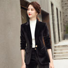 Fashion Womens Velvet Business Suit Coats Slim Button Jackets Ol Office Outwear