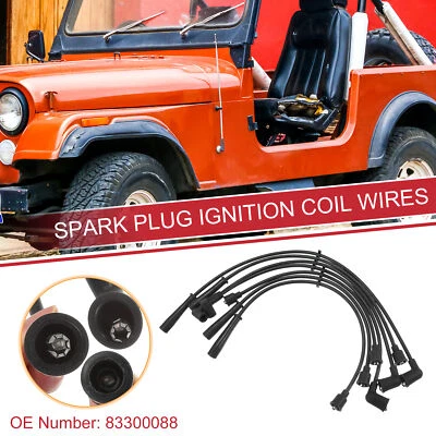 7pcs Spark Plug Wire Ignition Coil Cable No.83300088 for Jeep CJ5 J10 Wrangler - Image 1 of 4