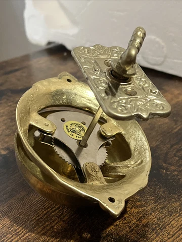 Vtg Gatco Solid Brass Doorbell Ornate Manual Entry Hardware Mechanical Working Cover