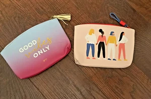 New 2 PCS "Good Vibes Only" IPSY Zipper Pouch Makeup Bag Cosmetic Pouch Bag - Picture 1 of 2