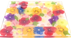 Happy Fun Acrylic Clear Embed Flower Floral Colorful 90s Tray Organize Vanity - Picture 1 of 5