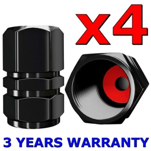 4 x BLACK Wheel Tyre Tire Valve Stems Air Dust Cover Screw Caps Car Truck Bike - Picture 1 of 12