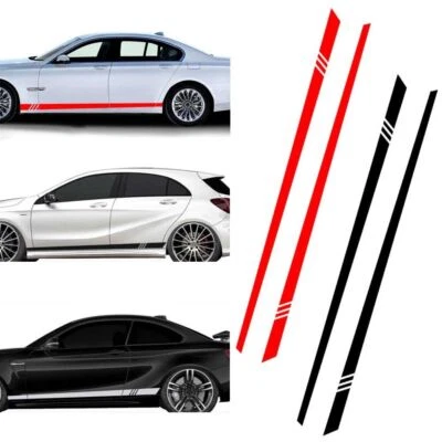 1Pair Car Side Skirt Racing Stripes Vinyl Door Decal Sticker Accessories 220cm Foto 1 de 4
