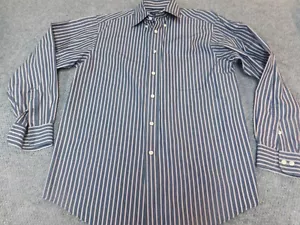 Roundtree and Yorke shirt Medium mens blue striped Casual button up classic - Picture 1 of 10