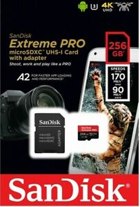 SanDisk 256GB Extreme Pro Micro SD UHS-I U3 A2 Memory Card W/ Adapter