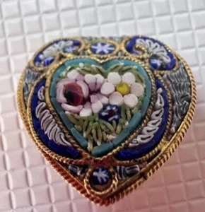 Antique Italy Micro Mosaic Heart FAP Pin Brooch-Signed FAP Fabbrica Angelo p - Picture 1 of 7