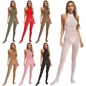 Body de malla transparente para mujer Medias de cuerpo completo Babydoll Ropa de dormir Traje de gato Unitard - Imagen 1 de 57