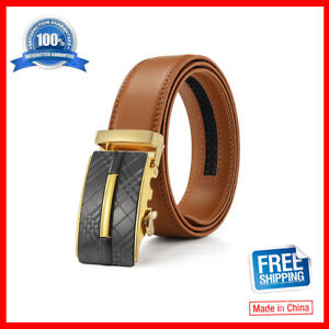 Luxury Men's Belt Automatic Buckle Belt Brown Leather Ratchet Strap Dress Jeans