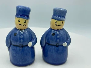Hand Painted Ceramic Police Salt & Pepper Shakers 3.25" - Picture 1 of 2