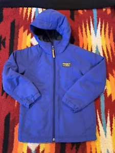 LL Bean Winterjacke Mantel Kapuze leicht blau durchgehender Reißverschluss Jugend M 6/7 - Bild 1 von 6