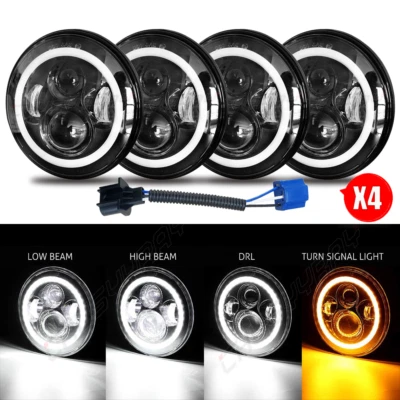 4PCS 5.75" 5-3/4" Round LED Hi-Lo Beam Headlights FOR Cadillac Calais 1965-1974 - Image 1 of 4