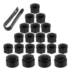 For Vauxhall 17mm Wheel Nuts Bolts Caps Covers w/ Tool Black Car Accessories - Picture 1 of 8
