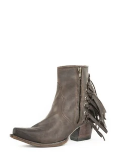 Stetson Fashion Boots Womens Evie Zip Fringe Brown 12-021-5105-0556 BR - Picture 1 of 1