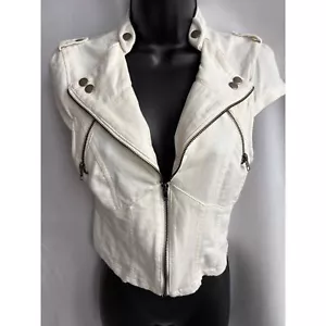 Ali & Kris Y2K White Moto Zip Corset Top Size S Sexy 2000s Vintage Cute Stylish - Picture 1 of 9