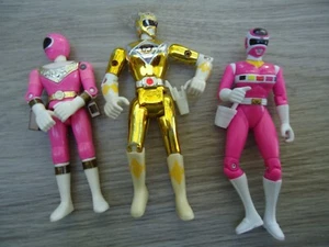 VTG Power Rangers Toys 2 Pink 1 Yellow Gold 90s Collectible Action Figure Toys - Picture 1 of 7