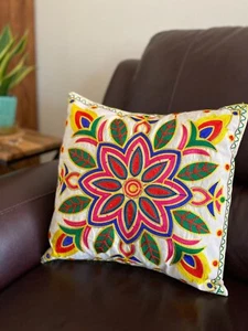 Pillow Cover Cushion Cover Embroidery Pillow 16 Inch Pillow Boho Home Decor Gift - Picture 1 of 7