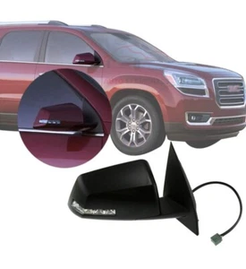 RH Pass Side Mirror Heated for 08-12 GMC Acadia Traverse Outlook 2nd Design Blck - Picture 1 of 5
