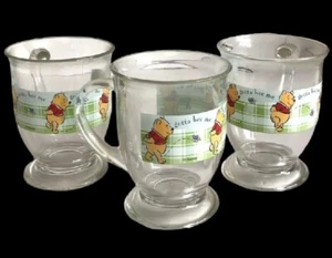 Disney Winnie The Pooh Cup Set Of 3 "Gotta Bee Me" Winnie the Pooh Glass Mugs - Picture 1 of 13