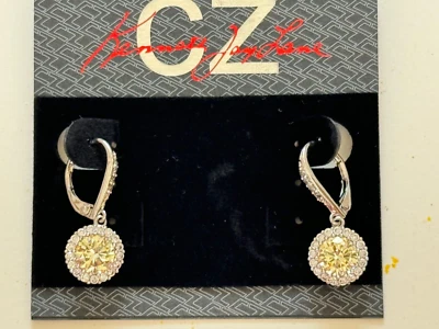 CZ от Kenneth Jay Lane Золотой Halo с КРИСТАЛЛОМ Пронзенные Серьги Французская проволока Новый - Изображение 1 из 4