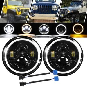 For 2008-2016 Jeep Patriot Pair 7" inch Round LED Headlights DRL Projector Light - Picture 1 of 12