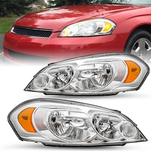 Chrome Headlights For 06-13 Chevy Impala 2006-2007 Monte Carlo Headlamps LH+RH - Picture 1 of 6