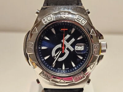 VINTAGE SWISS BEAUTIFUL SPORT BIG 48mm ST.STEEL MEN'S QUARTZ WATCH "GF FERRE" - Image 1 of 4