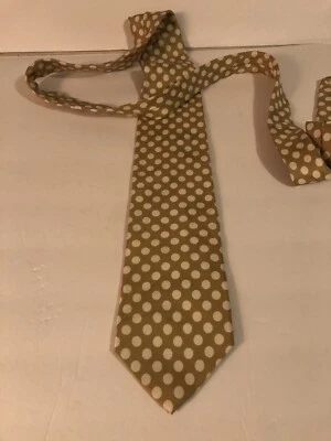 SJ HAGGARD ~ CORBATA DE VESTIR DE SEDA PARA HOMBRE ~ GRAN TEXTURA ~ Color crema con puntos blancos Foto 1 de 4