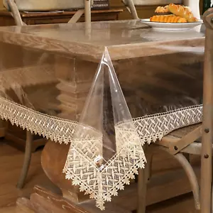 Premium Vinyl Tablecloth Protector with Lace Design | Wipe Clean & Reusable - Picture 1 of 10