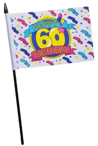 60th Birthday Small Hand Flag (6" x 4") - LAST FEW - Picture 1 of 1