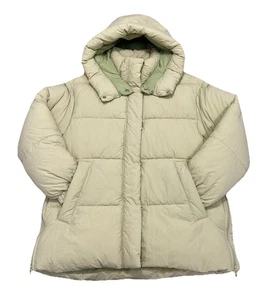 Zara Water Repellent Puffer Jacket Light Green Sz S Padded Full Zip Coat Outdoor - Picture 1 of 18