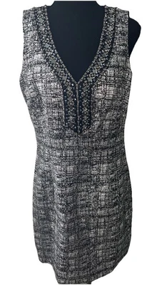 Laundry By Shelli Segal Dress Women’s Sz 6 Sleeveless Black Silver Metallic Bead - Image 1 of 4