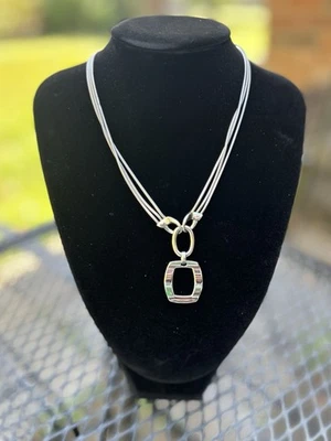 Lote 11 pingente de corrente de cobra Lia Sophia tom prata polido em 3 fios 16-19” - Imagem 1 de 3