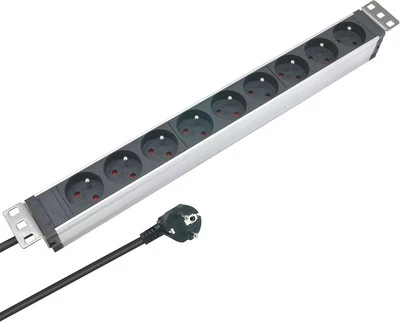 CIABATTA MULTIPRESA 9 POSTI ALLUMINIO RACK 19" MURO ARMADIO SCHUKO - Immagine 1 di 4