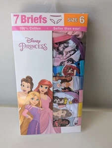 Disney Princesse Girls Pack 7 briefs Underwear 100% Cotton size 6 NEW in Box - Picture 1 of 2