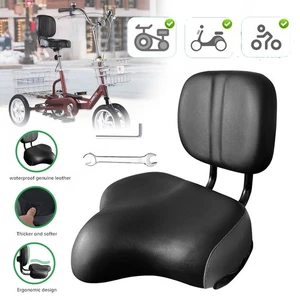 Fahrradsattel mit Rückenlehne Verdickt Breiter Fahrradsitz Dreirad Sattelsitz DE - Bild 1 von 12
